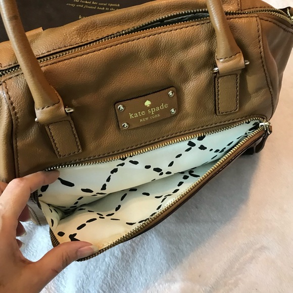 Kate Spade New York Tote Bag Purse Cognac Brown Leather Handbag with dust bag - Picture 8 of 16